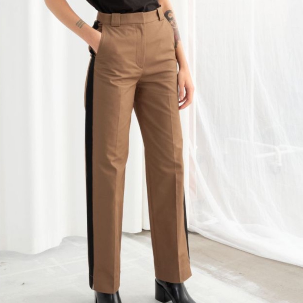 & Other Stories Brown Black Strioed Trouser 4